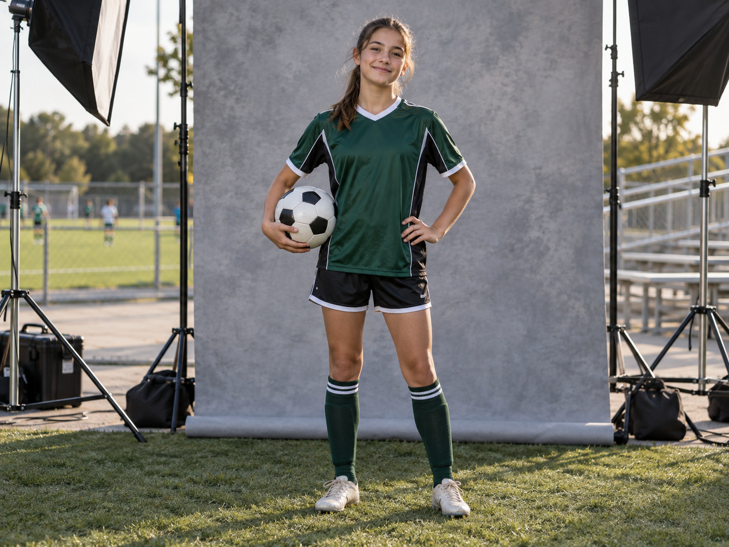 Soccer player posing during a professional picture day session
